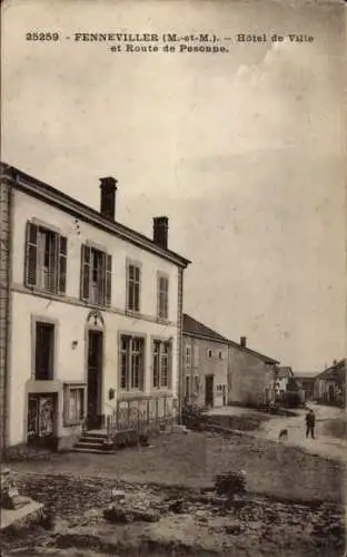 Ak Fenneviller Lothringen Meurthe et Moselle, Hotel de Ville et Route de Pesonne, Rathaus