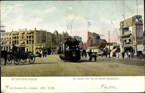 Ak Scheveningen Den Haag Südholland, neue Straßenbahn auf dem Gevers Doynootplein