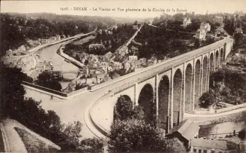 Ak Dinan Côtes-d’Armor, Viaduc, Vue generale de la Coulee de la Rance