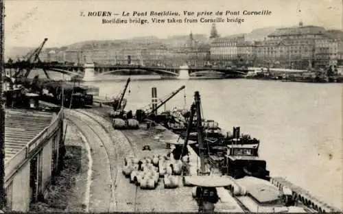 Ak Rouen Seine Maritime, Le Pont Boieldieu, Vue prise du Pont Corneille