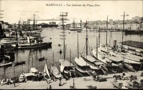 Ak Marseille Bouches du Rhône, vue Generale du Vieux-Port