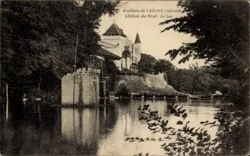 Ak Langon Gironde, Chateau du Rivet, Le Lac