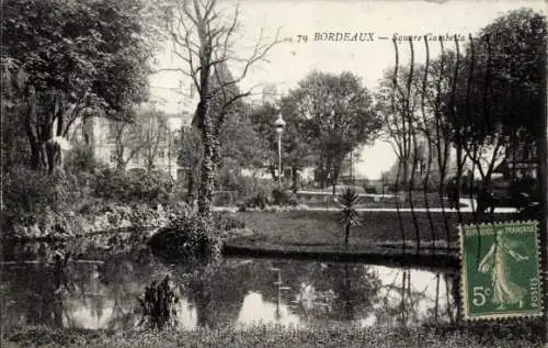 Ak Bordeaux Gironde, Square Gambetta