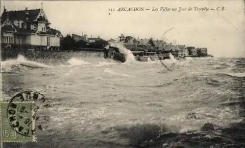 Ak Arcachon Gironde, les Villas un Jour de Tempete