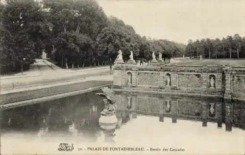 Ak Fontainebleau Seine et Marne, Bassin des Cascades