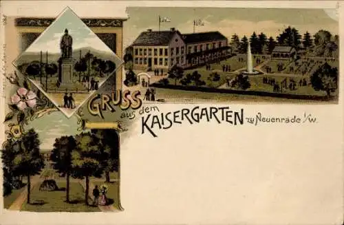 Litho Neuenrade im Sauerland, Gastwirtschaft Kaisergarten, Denkmal