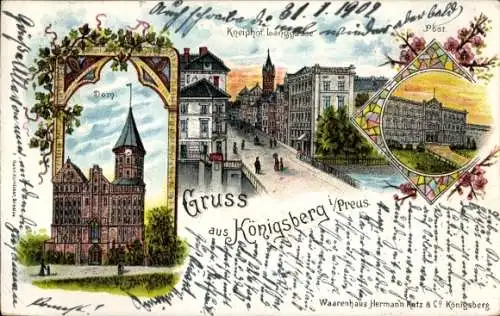 Litho Kaliningrad Königsberg Ostpreußen, Dom, Kneiphof, Langgasse, Post