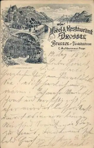 Litho Brunnen Kt Schwyz, Hotel-Restaurant Drosse, Vierwaldstättersee