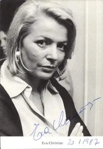 Ak Schauspielerin  Eva Christian, Portrait, Autogramm