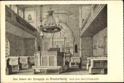 Judaika Ak Braunschweig, Innenansicht der Synagoge, Redekanzel