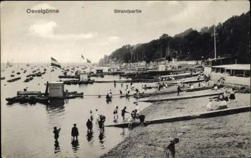 Ak Hamburg Altona Oevelgönne, Strand an der Elbe