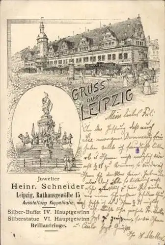 Litho Leipzig in Sachsen, Denkmal, Juwelier Heinrich Schneider, Rathausgewölbe 15