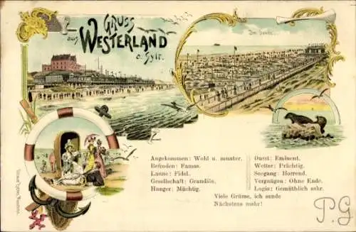 Litho Westerland auf Sylt, Gesamtansicht, Sand, Strand