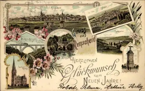 Litho Remscheid im Bergischen Land, Talsperre, Müngstener Brücke, Kriegerdenkmal