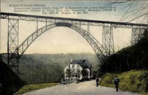 Ak Solingen im Bergischen Land, Kaiser Wilhelm Brücke bei Müngsten, Hotel-Restaurant Berg. Schweiz