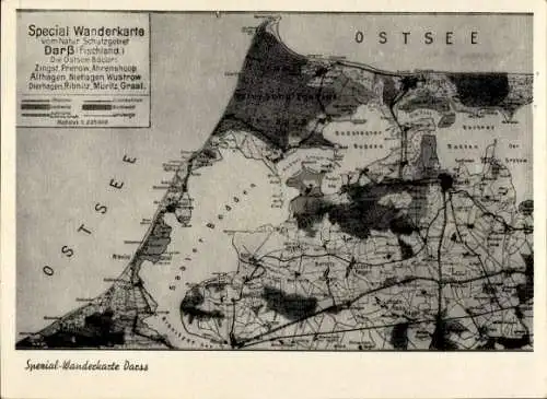 Landkarten Ak Wieck auf dem Darß, Bodstedter Bodden, Ostsee, Wanderkarte