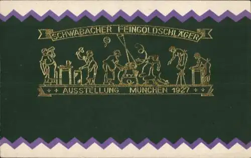 Ak München, Schwabacher Feingoldschläger, Ausstellung 1927