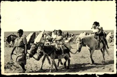 Ak La Panne De Panne Westflandern, Eselritt am Strand