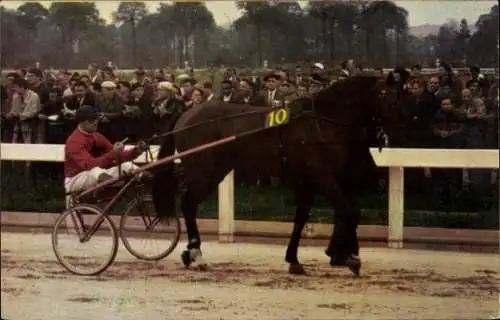 Ak Pferderennen, Wagen, Jockey, André Faure, Pferd Nr 10, Rennkalender 1967