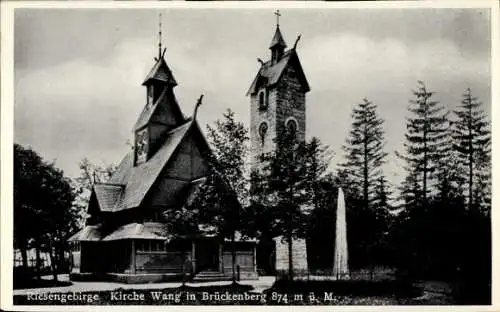 Ak Karpacz Górny Brückenberg Krummhübel Riesengebirge Schlesien, Kirche Wang