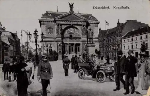 Ak Düsseldorf am Rhein, Kunsthalle, Großstadtleben, Straßenszene