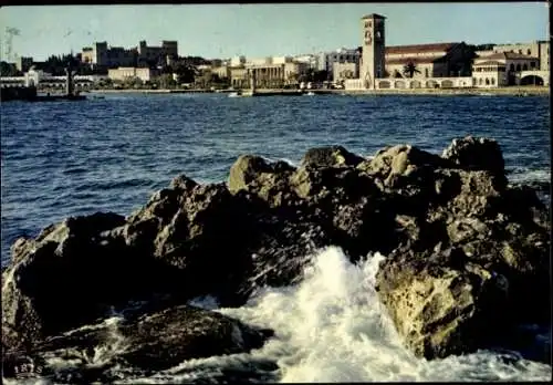 Ak Insel Rhodos Griechenland, Blick zum Hafen