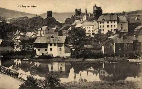 Ak Esch sur Sure Esch an der Sauer Luxemburg, Ortsansicht, Hotel des Ardennes