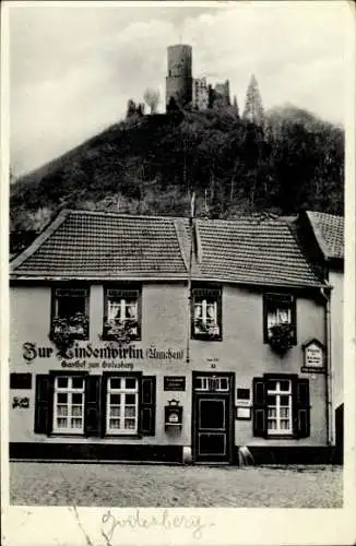 Ak Bad Godesberg Bonn am Rhein, Zur Lindenwirtin, Aennchen, Godesburg im Hintergrund