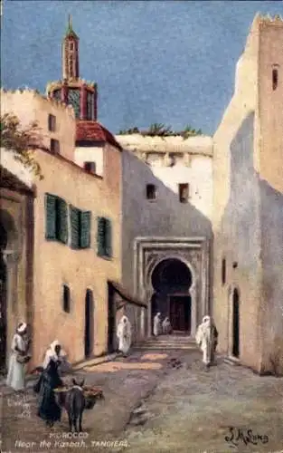 Künstler Ak Lung, Tanger Marokko, Near the Kasbah, Gasse im Ort, Tuck 7428