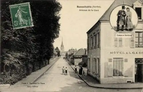 Ak Bonnétable Sarthe, Avenue de la Gare, Hotel