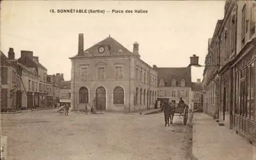 Ak Bonnétable Sarthe, Place des Halles