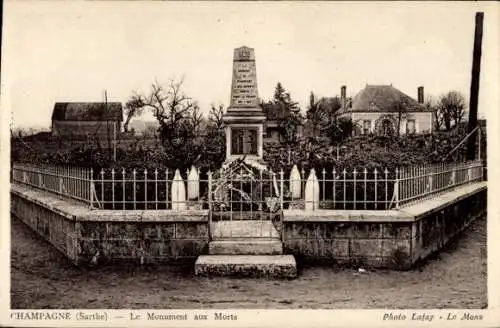 Ak Champagne Sarthe, Monument aux Morts