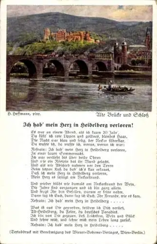 Künstler Lied Ak H. Hoffmann, Ich hab mein Herz in Heidelberg verloren, alte Brücke, Schloss