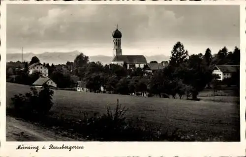 Ak Münsing am Starnberger See Oberbayern, Teilansicht, Kirche