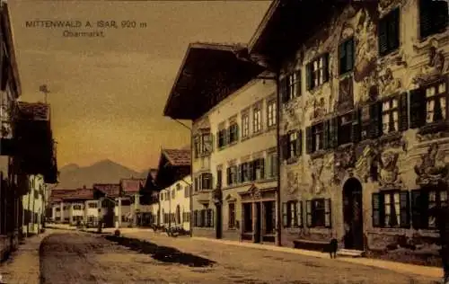 Ak Mittenwald in Oberbayern, Obermarkt