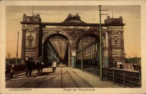 Ak Ludwigshafen am Rhein, Portal der Rheinbrücke