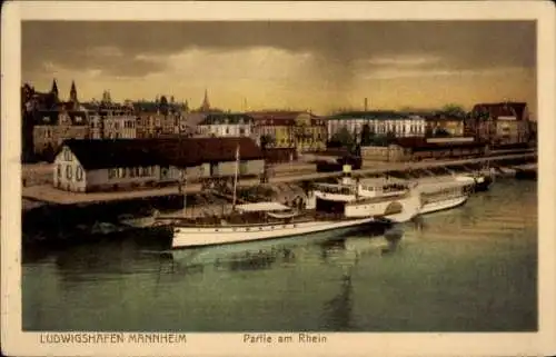 Ak Ludwigshafen am Rhein, Mannheim, Teilansicht, Schiff