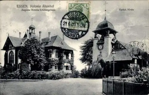 Ak Altenhof Essen Ruhrgebiet, Augusta Victoria Erholungshaus, katholische Kirche