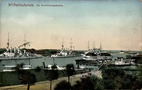 Ak Wilhelmshaven, Reichskriegshafen, Deutsche Kriegsschiffe