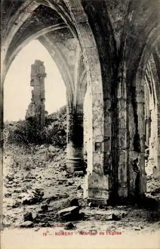 Ak Nomeny Meurthe et Moselle, Innenansicht der Kirche, Ruine