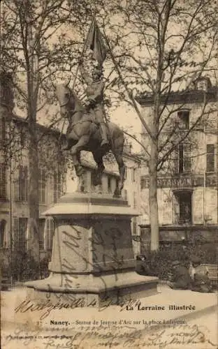 Ak Nancy Meurthe et Moselle, Statue de Jeanne d'Arc sur la place Lafayette