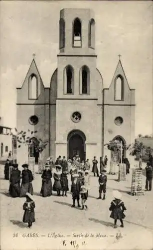 Ak Gabès Tunesien, L'Église, Sortie de la Messe, Kirchmesse