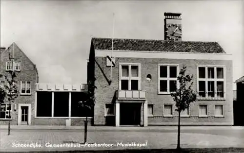 Ak Schoondijke Sluis Zeeland Niederlande, Rathaus, Postamt, Musikkapelle