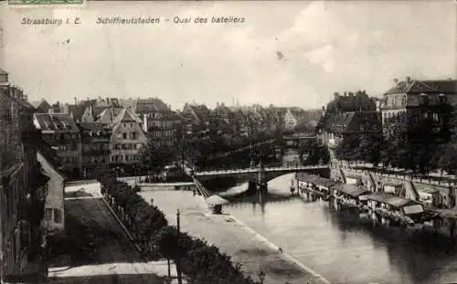 Ak Straßburg Elsass Bas Rhin, Schiffieutstaden, Quai des bateliers