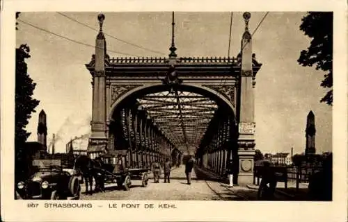 Ak Strasbourg Straßburg Elsass Bas Rhin, Brücke nach Kehl