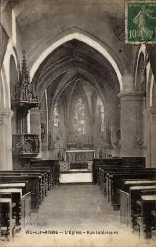 Ak Vic Vicq sur Aisne, l'Eglise, vue interieure