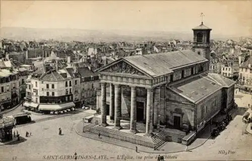 Ak Saint Germain en Laye Yvelines, Kirche, Blick vom Schloss