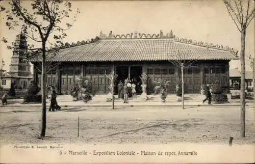 Ak Marseille Bouches du Rhône, Exposition Coloniale, Maison de repos Annamite