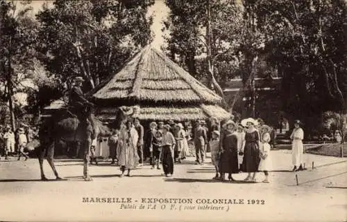 Ak Marseille Bouches du Rhône, Kolonialausstellung 1922, Palais Französ. West-Afrika, Kamel