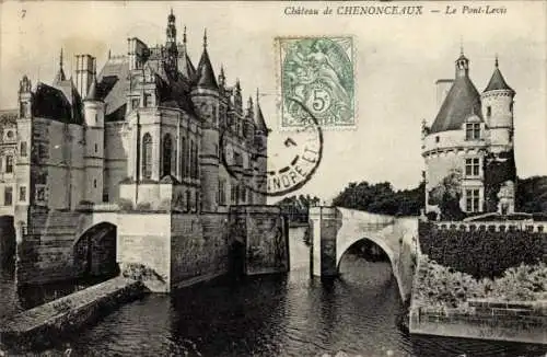 Ak Chenonceaux Indre et Loire, Schloss, Brücke